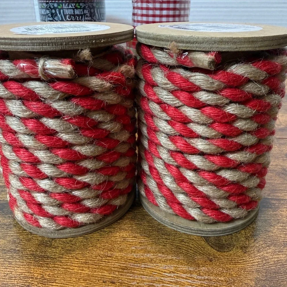 Christmas Ribbon 8 Spools‎ Twine Plaid Gingham Snowflakes Holiday Gift Wrap NEW